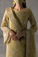 Olive Gold Chiffon Embroidered Suit | LA-903 - Patel Brothers NX 10