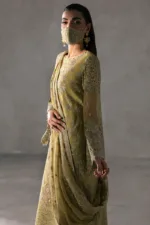 Olive Gold Chiffon Embroidered Suit | LA-903 - Patel Brothers NX 13