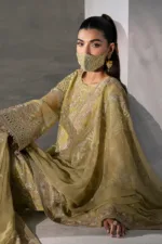 Olive Gold Chiffon Embroidered Suit | LA-903 - Patel Brothers NX 12