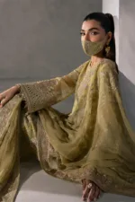 Olive Gold Chiffon Embroidered Suit | LA-903 - Patel Brothers NX 11