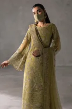 Olive Gold Chiffon Embroidered Suit | LA-903 - Patel Brothers NX 9