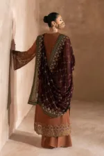 Burnt Copper & Plum Contrast Chiffon Embroidered Suit | LA-904 - Patel Brothers NX 16