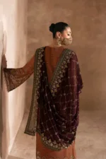Burnt Copper & Plum Contrast Chiffon Embroidered Suit | LA-904 - Patel Brothers NX 13