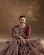 Burgundy Wine & Lilac Wine Embroidered Organza Shararah Suit with Contrast Net Dupatta | LA-906 - Patel Brothers NX 11