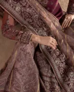 Burgundy Wine & Lilac Wine Embroidered Organza Shararah Suit with Contrast Net Dupatta | LA-906 - Patel Brothers NX 12