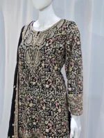 Black Color – Georgette Kashmiri Embroidered Palazzo Suit 3700 A - Patel Brothers NX 11